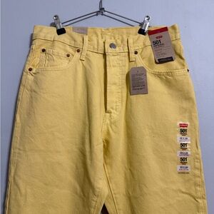 Levi's 501 High Rise Boyfriend Cropped Ankle Jeans - Vibrant Yellow size 29x26